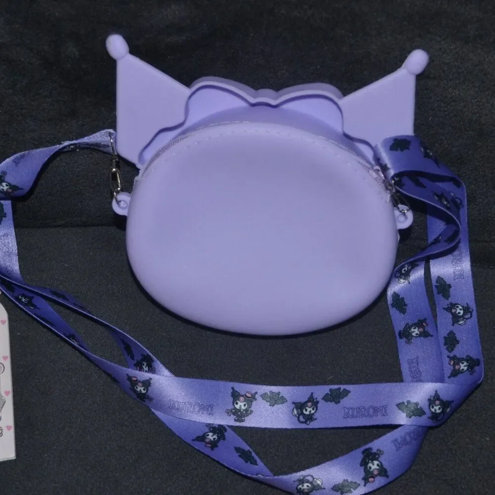 Purple Kuromi Kissy Face Mini Crossbody Bag & Wallet Valentines Gift Set